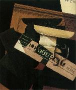 Juan Gris The Still life having the fruit dish and newspaper oil painting reproduction